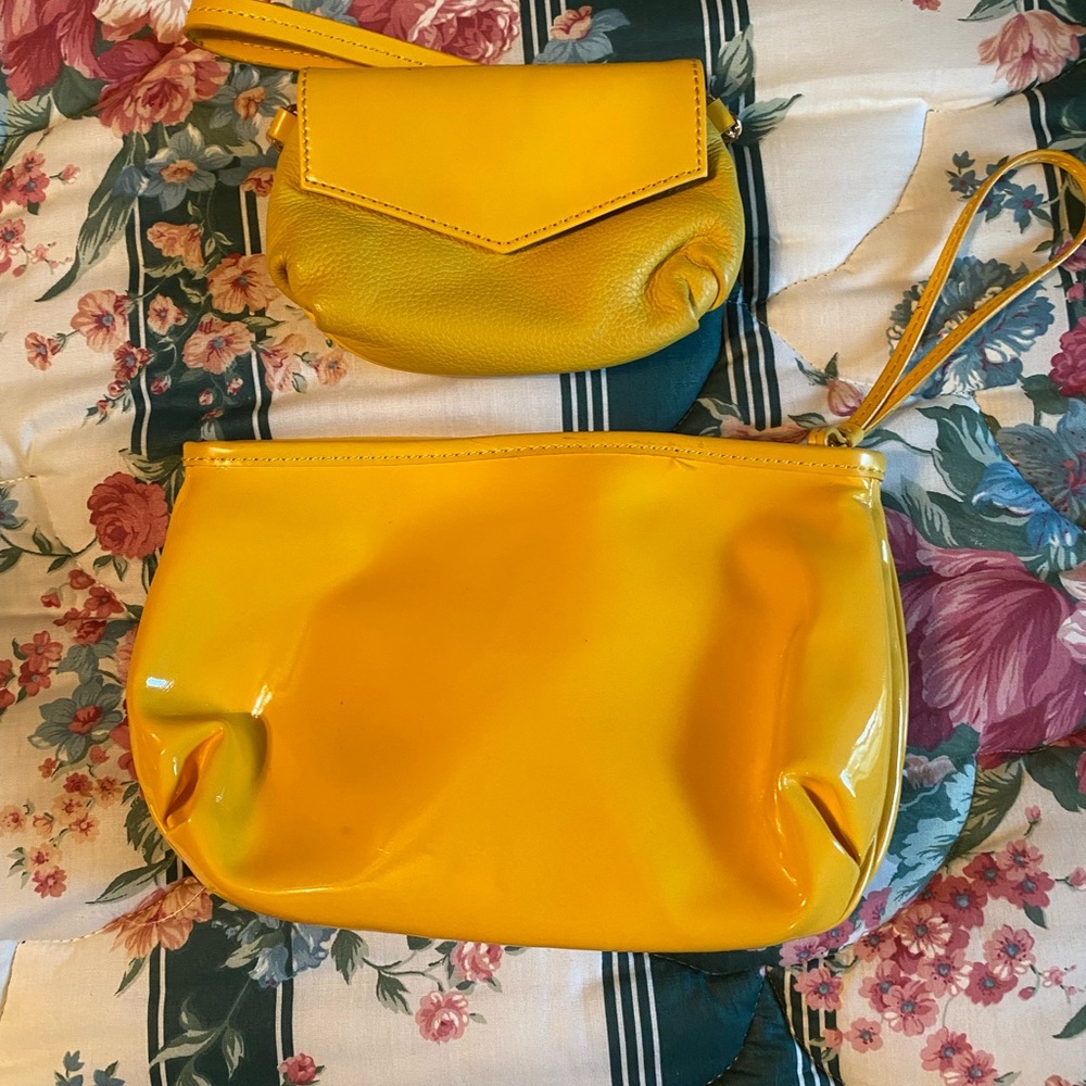 Bright Yellow Hand Bag with Coin Purse